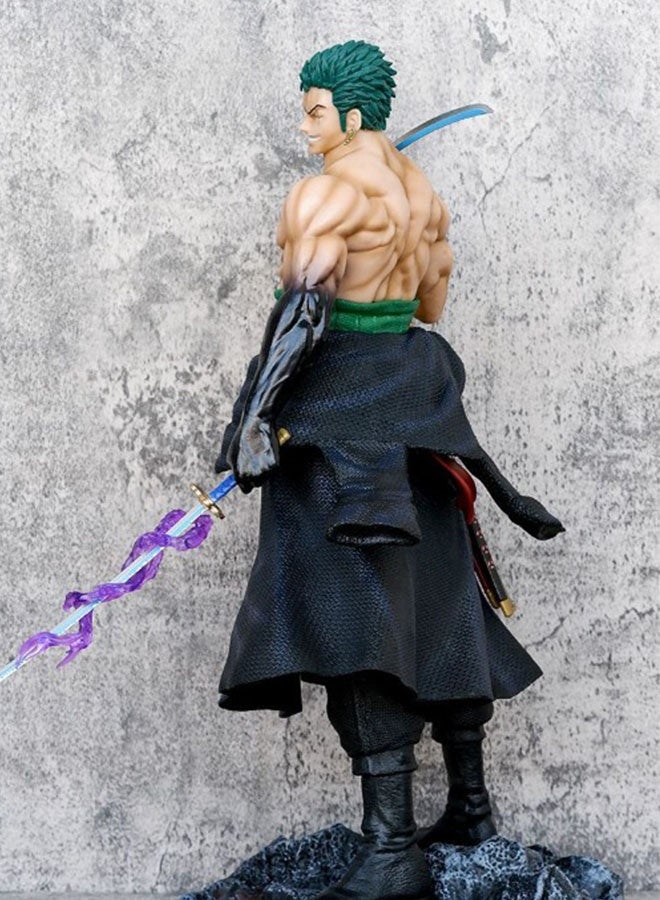 One Piece Standing Zoro With Sword Action Figure Model , With 5 Interchangeable Head Anime Collectible , Trendy Anime Statue Toy, Desktop Decor Figure Model Toy , Office Decor Figure , Car Ornament, Birthday Gift For Kids Boys and Girls, For Commemoration, Collection and Display, Black/Green/Beige , Giant 50 cm - Image 3